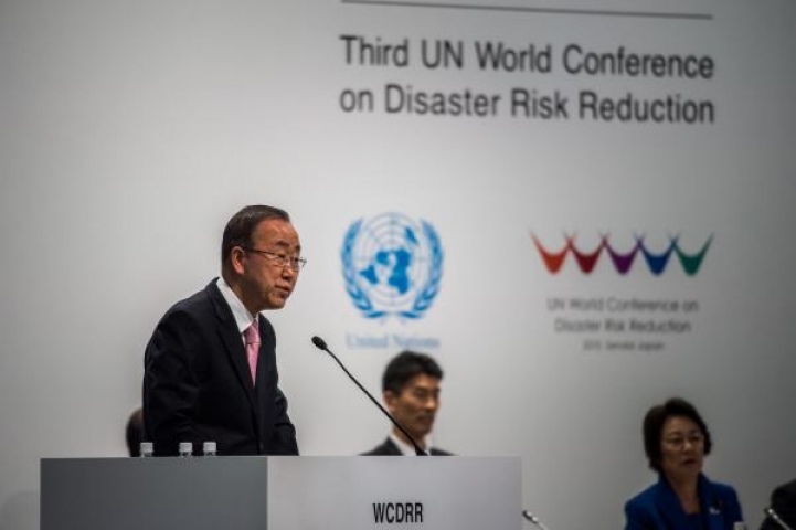 Ban Ki-moon, secretario general de las Naciones Unidas, en la III Conferencia Mundial para la Reducción del Riesgo de Desastres.
